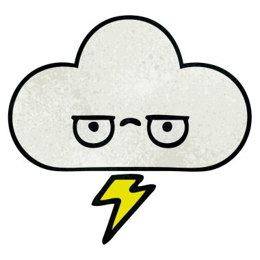 Retro grunge doku karikatür bir fırtına bulutu