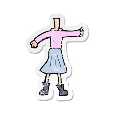 bir çizgi film kadın bedeninin Retro sıkıntılı etiket