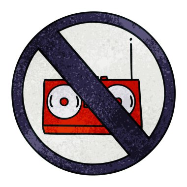 retro grunge doku çizgi film yok, radyo izin işaret