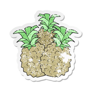 bir çizgi film ananas Retro sıkıntılı etiket