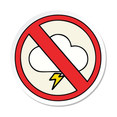 sevimli çizgi etiket yok fırtınalar işareti izin.