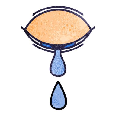 Retro grunge doku karikatür bir ağlayan göz