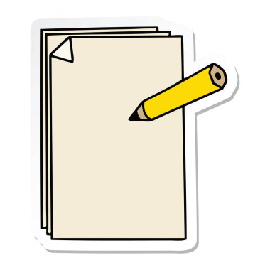 ilginç bir el etiket çizilmiş karikatür kağıt ve kalem