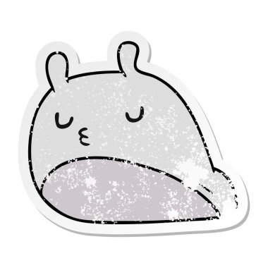 sıkıntılı etiket çizgi film illüstrasyon kawaii şişman sevimli sümüklüböcek