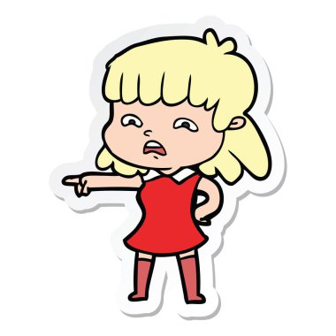 çizgi film endişeli bir kadın etiketi