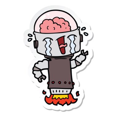 robot uçan ağlıyor çizgi film etiketi