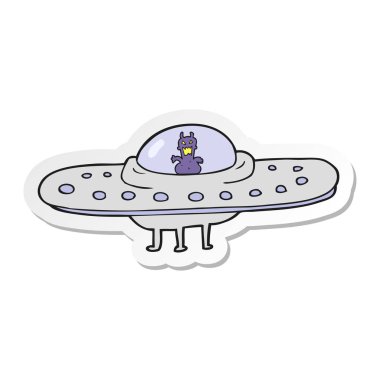 etiket bir karikatür uçan daire