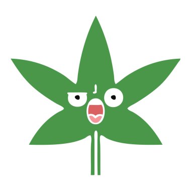 düz renk retro karikatür marihuana yaprağı