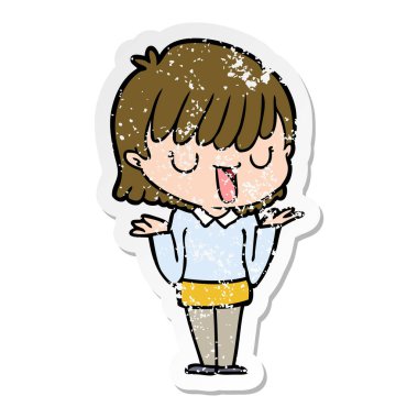 bir çizgi film kadının sıkıntılı etiket