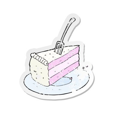 bir çizgi film pasta Retro sıkıntılı etiket 