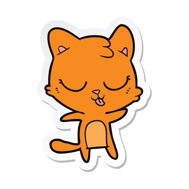 etiket bir sevimli çizgi kedi