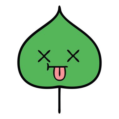 sevimli çizgi ekspresiyon yaprak