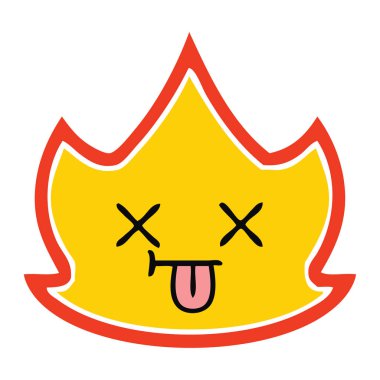 düz renk retro karikatür yangın