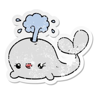 sevimli çizgi balina sıkıntılı etiket