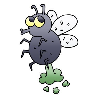 Degrade gölgeli ilginç karikatür sinek