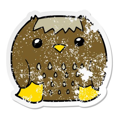 bir çizgi film baykuş sıkıntılı etiket