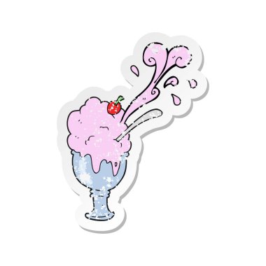 çizgi film dondurma Retro sıkıntılı etiket