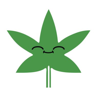 düz renk retro karikatür marihuana yaprağı