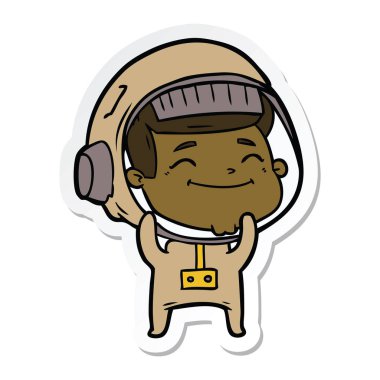 mutlu karikatür astronotun etiket