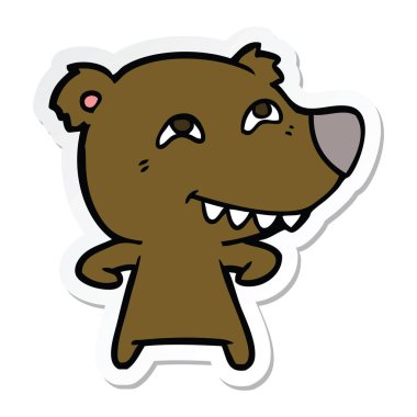 etiket diş gösteren bir çizgi film ayının