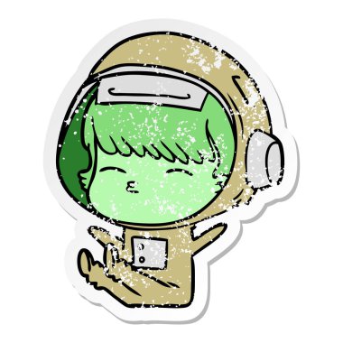 bir çizgi film meraklı astronotun sıkıntılı etiket