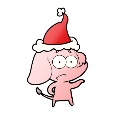 Noel Baba şapkası giyiyor emin değilseniz bir filin degrade çizgi film