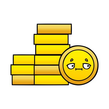 Degrade gölgeli karikatür bir sikke