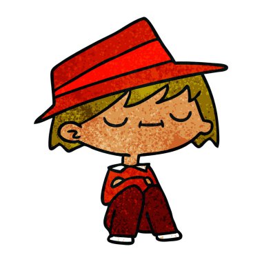 bir şirin kawaii kişinin dokulu çizgi film