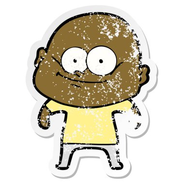 bakan bir karikatür kel adamın sıkıntılı etiket