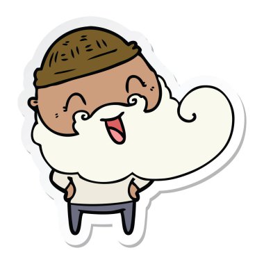 mutlu bir sakallı adamın etiket