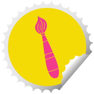 dairesel peeling etiket ilginç karikatür boya fırçası