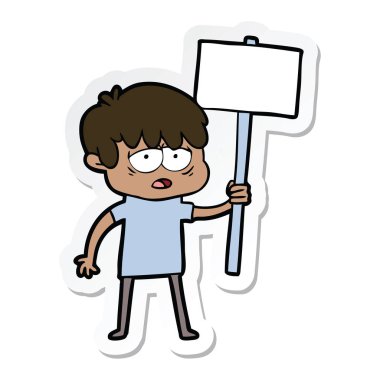 etiket afişini ile boy yorgun bir çizgi film