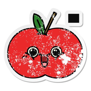 sevimli çizgi Kırmızı elma sıkıntılı etiket
