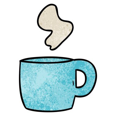 dokulu karikatür doodle buharlı sıcak bir içecek