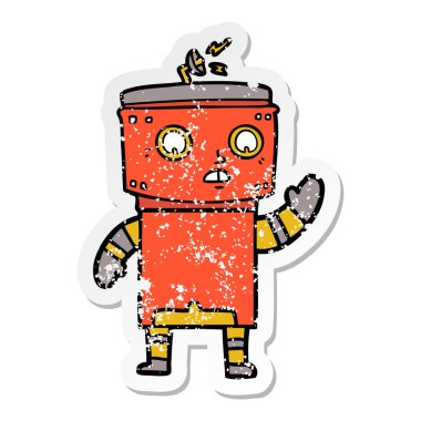 bir çizgi film robot sıkıntılı etiket