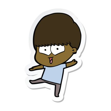 etiket bir karikatür mutlu çocuk