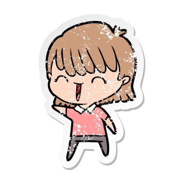 bir çizgi film kadının sıkıntılı etiket