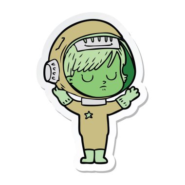 bir çizgi film astronot kadının etiket