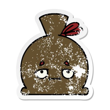 sevimli çizgi çuval sıkıntılı etiket