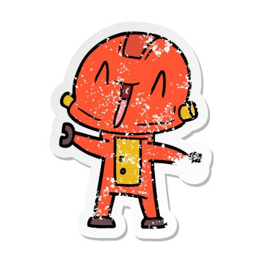 bir çizgi film robot sıkıntılı etiket