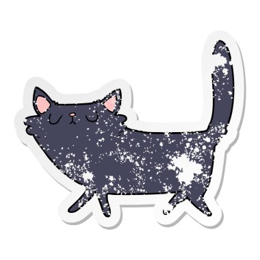 bir çizgi film siyah kedi sıkıntılı etiket