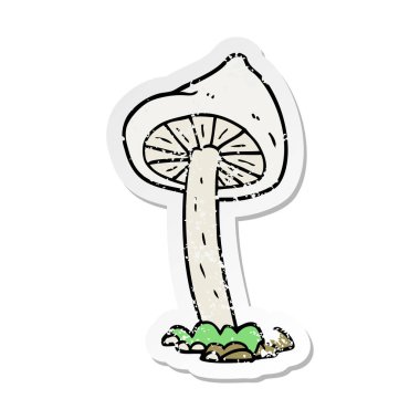 bir çizgi film mantar Retro sıkıntılı etiket