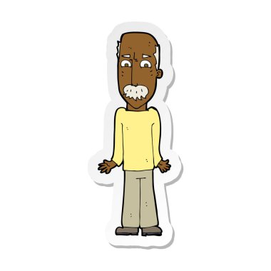 etiket omuzlarında shrugging bir çizgi film baba