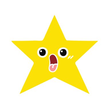 düz renk retro karikatür altın yıldız