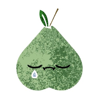 Retro illüstrasyon tarzı çizgi film yeşil armut