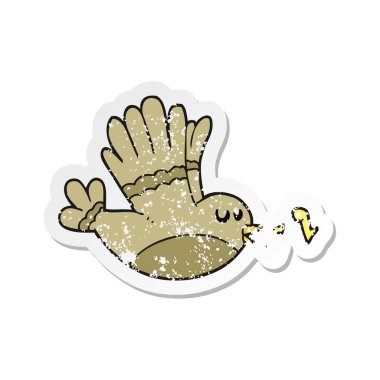 bir çizgi film şarkı kuş Retro sıkıntılı etiket