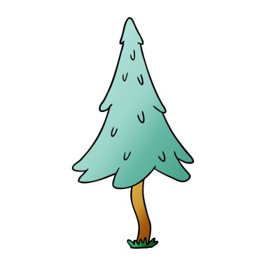 elle çizilmiş degrade çizgi film doodle orman çam ağaçlarının