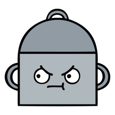 bir tencereye sevimli çizgi