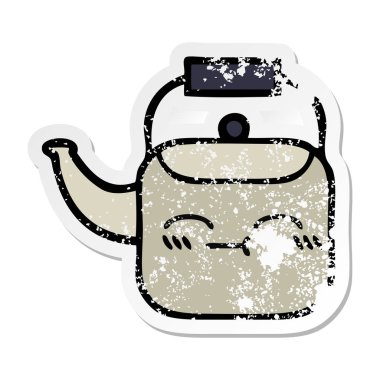 sevimli çizgi Kettle sıkıntılı etiket