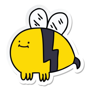 ilginç bir el etiket çizgi film bumblebee çizilmiş